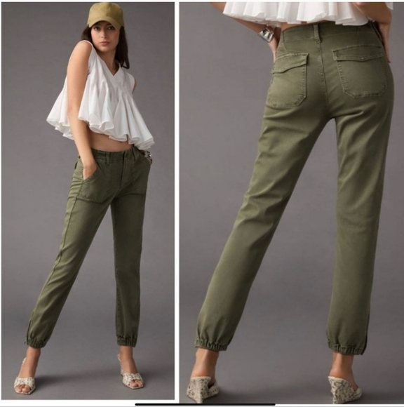 PAIGE Pants - Paige Mayslie Jogger in Vintage Ivy Green Crop Utility Pants Size 31